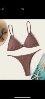 Brown Triangle Thong Bikini