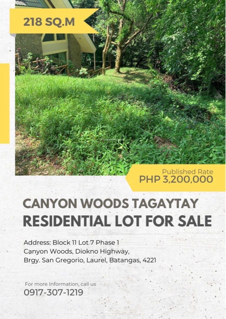 CANYON WOODS TAGAYTAY LOT FOR SALE, Property, For Sale, Lot on Carousell