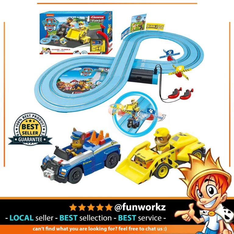 Carrera First Paw Patrol - Slot Car Race Track - Includes 2 Cars: Chase and  Rubble - Battery-Powered Beginner Racing Set for Kids Ages 3 Years and Up,  Hobbies & Toys, Toys