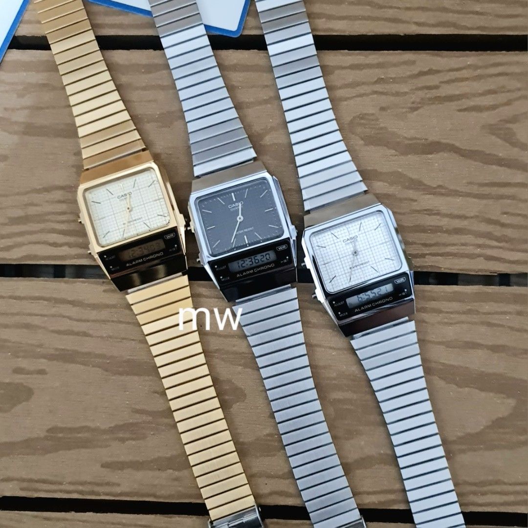 Casio grid pattern retro vintage style LCD angles gently men's watch aq800  aq-800 aq-800e aq-800g brand new, Men's Fashion, Watches & Accessories,  Watches on Carousell