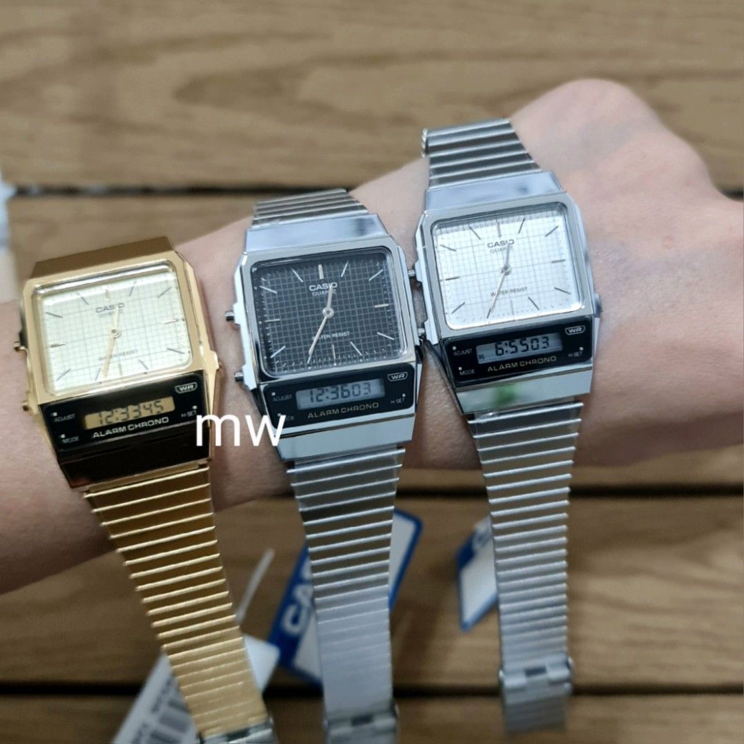 Casio grid pattern retro vintage style LCD angles gently men\'s watch aq800  aq-800 aq-800e aq-800g brand new, Men\'s Fashion, Watches & Accessories,  Watches on Carousell | Quarzuhren