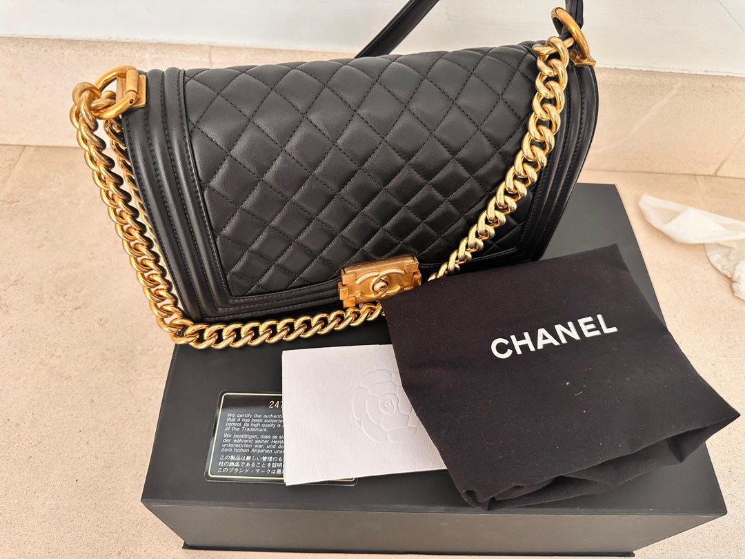Chanel boy sale medium gold hardware
