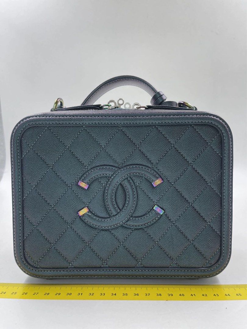 Chanel Filigree Vanity Case Iridescent Turquoise Caviar, Luxury, Bags & Wallets on Carousell