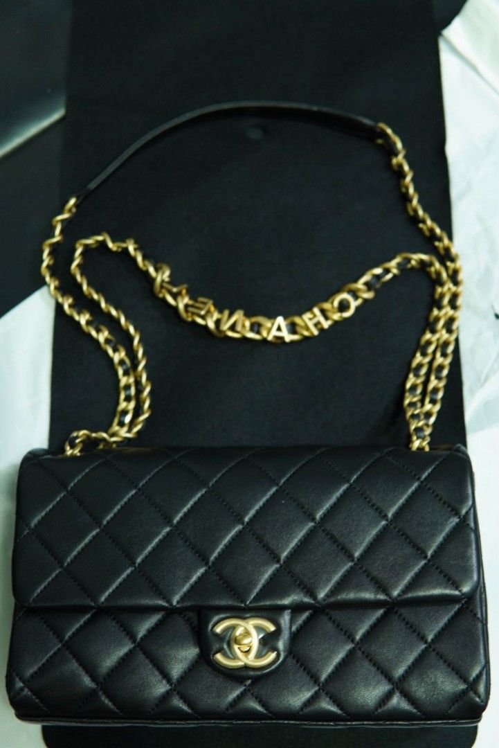 CHANEL Flap Bag Lambskin & Gold-Tone Metal Black, Luxury, Bags & Wallets on  Carousell