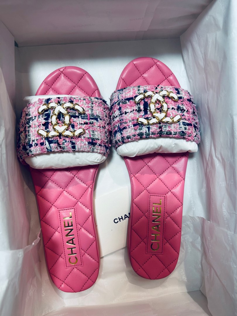 LNIB Chanel denim dad sandals 385 Womens Fashion Footwear Sandals on  Carousell