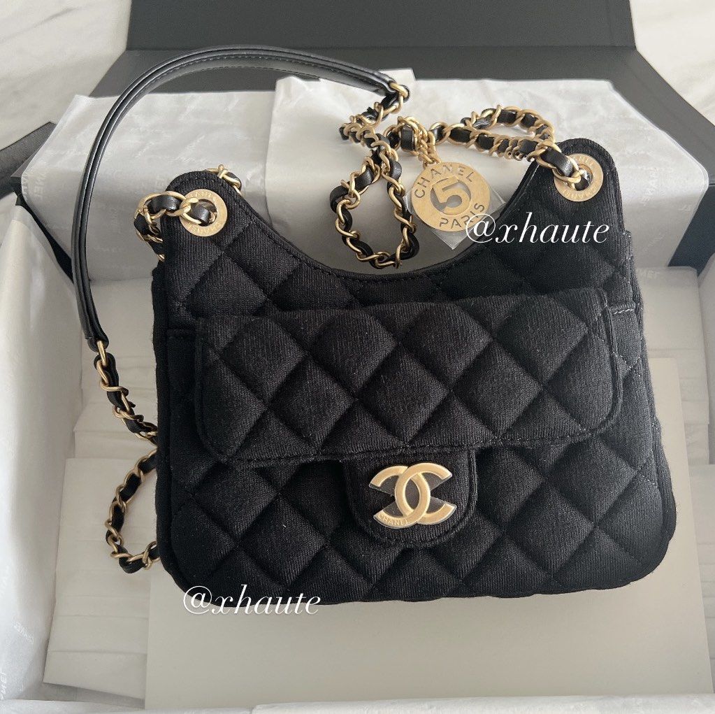 Chanel black & red quilted leather button up hobo, Luxury, Bags & Wallets  on Carousell