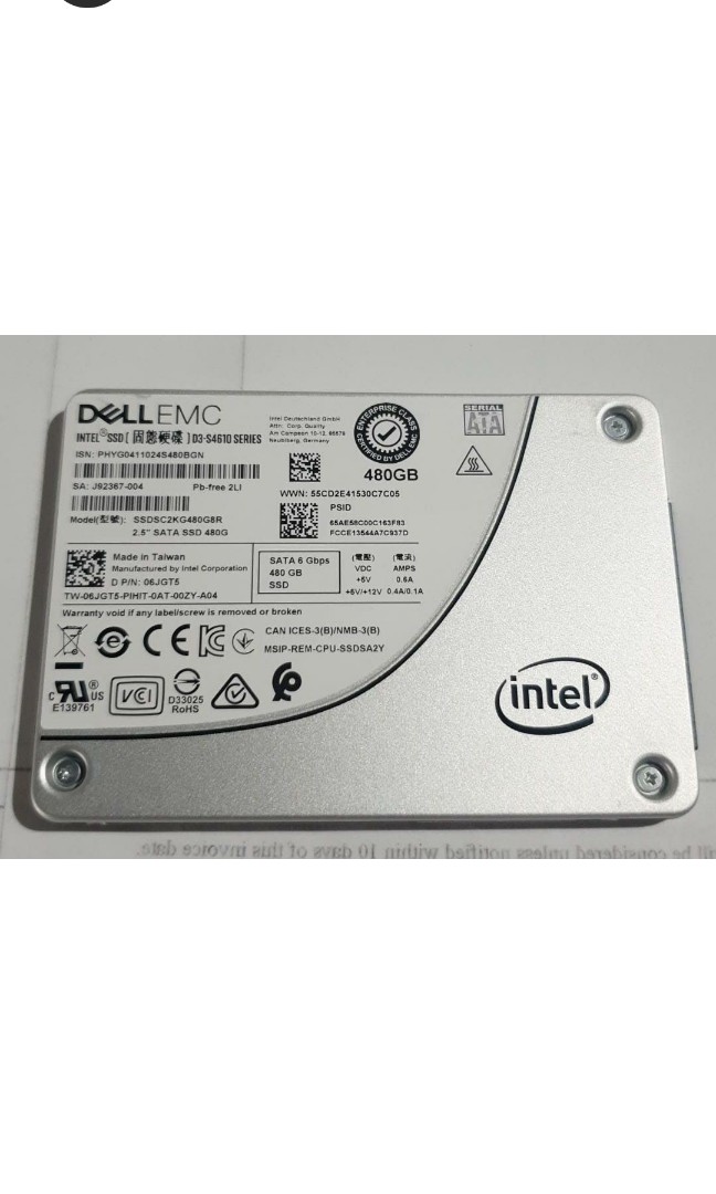 Dell Intel 480GB 2.5 SSD, Computers & Parts Accessories, Hard Disks Thumbdrives on Carousell