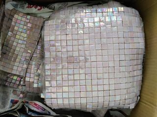 Brand New Designer pearly pink mini square mosaic tile