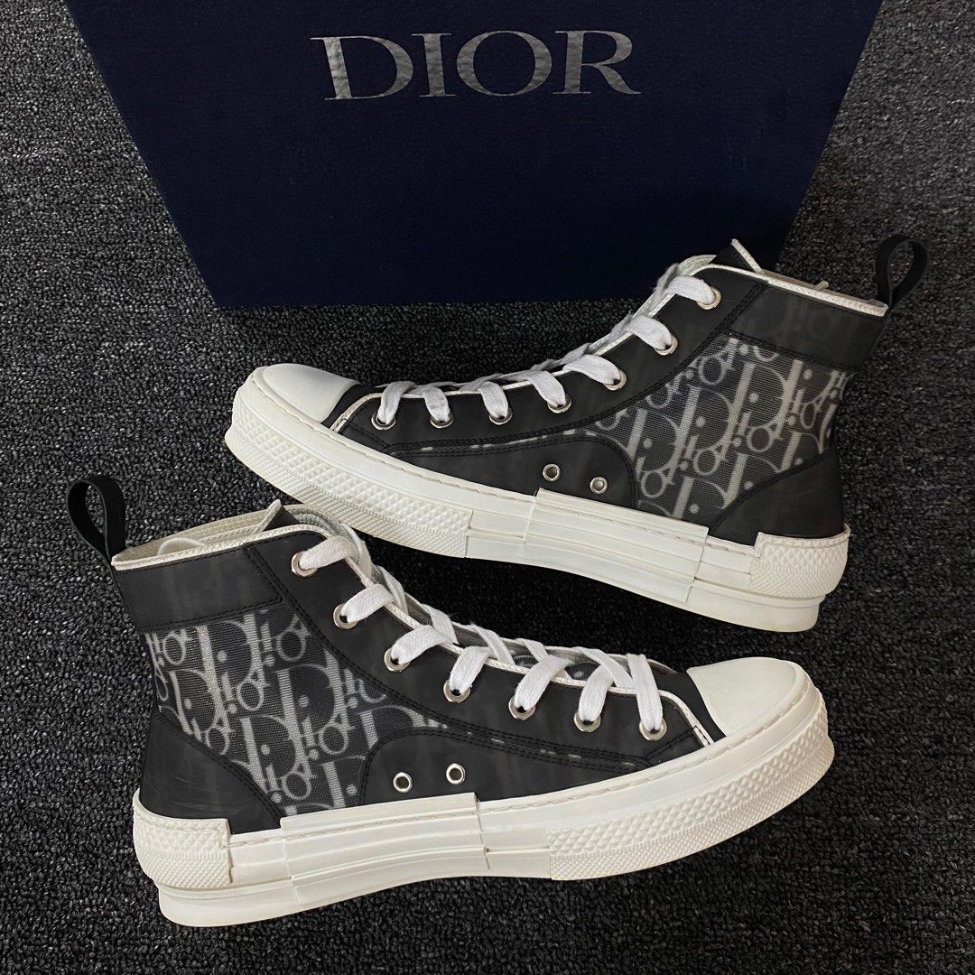 B23 LowTop Sneaker White and Black Dior Oblique Canvas  DIOR