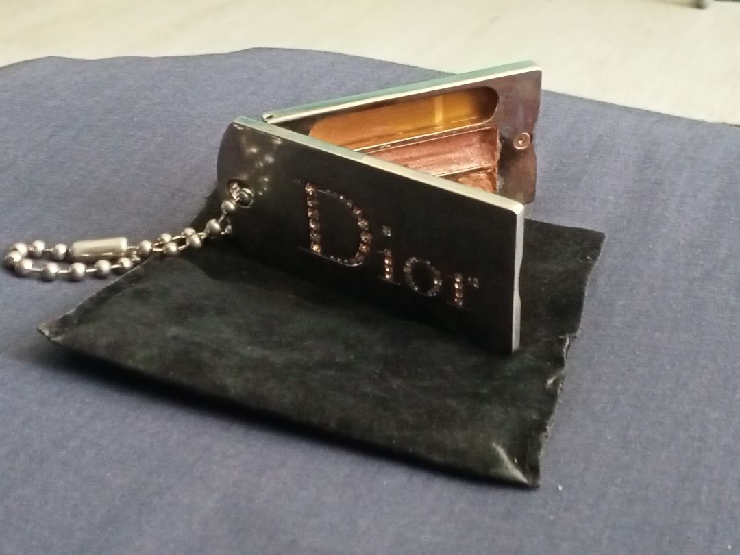 DIOR SPARKLING GLOSS LIPSTICK WITH SWAROVSKI JEWEL GOLD MAKE UP CHARM PALETTE BLACK VELVET POUCH