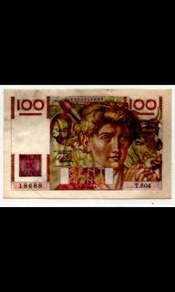 France 100 francs 1954 Jeune Payson " Young peasant"