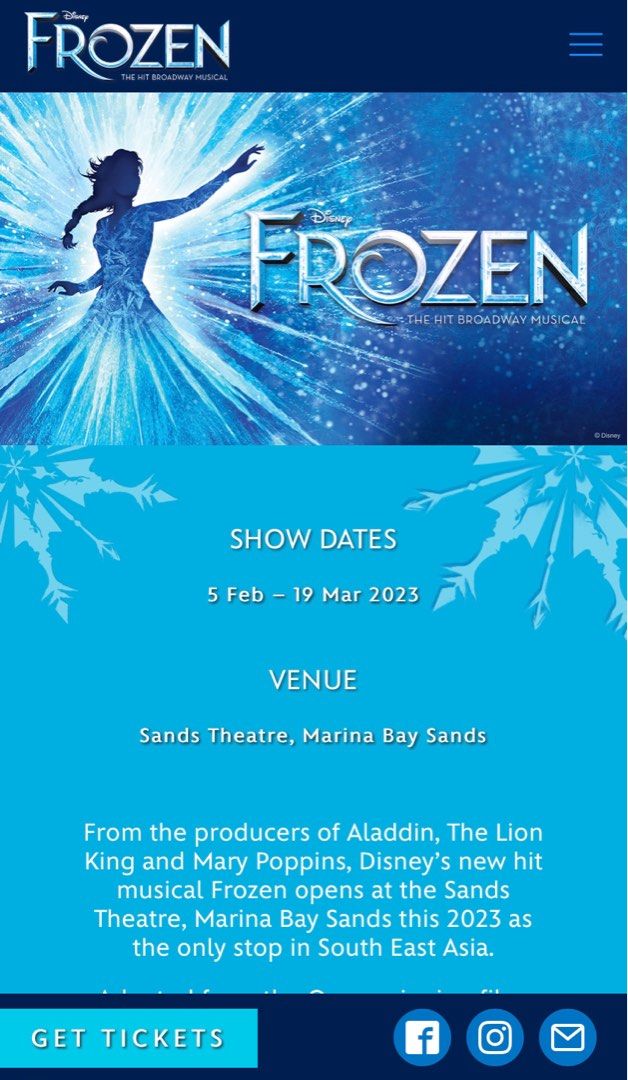 Frozen the Musical 2 March 2023 8pm, Tickets & Vouchers, Event Tickets