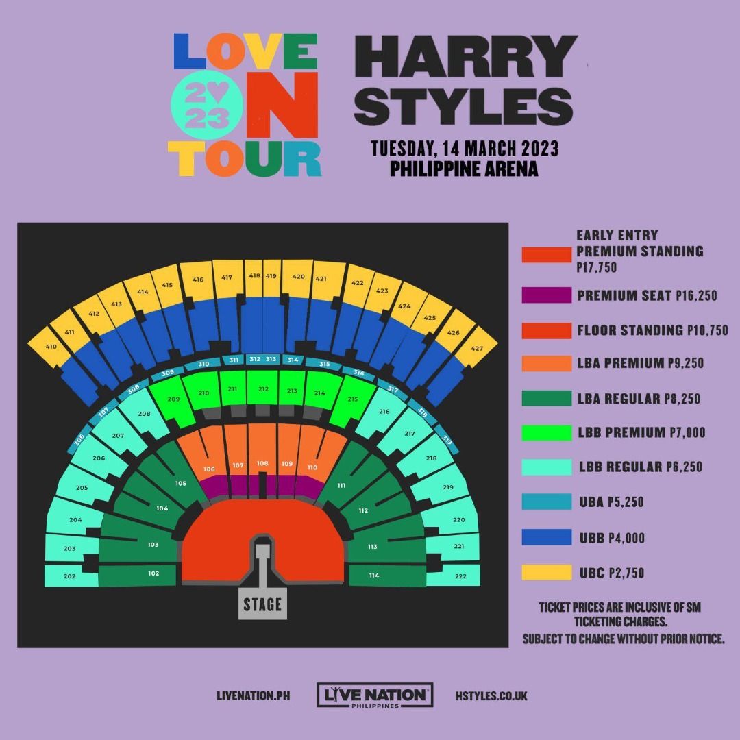 HARRY STYLES LOVE ON TOUR PHILIPPINE ARENA LBB 204, Tickets & Vouchers