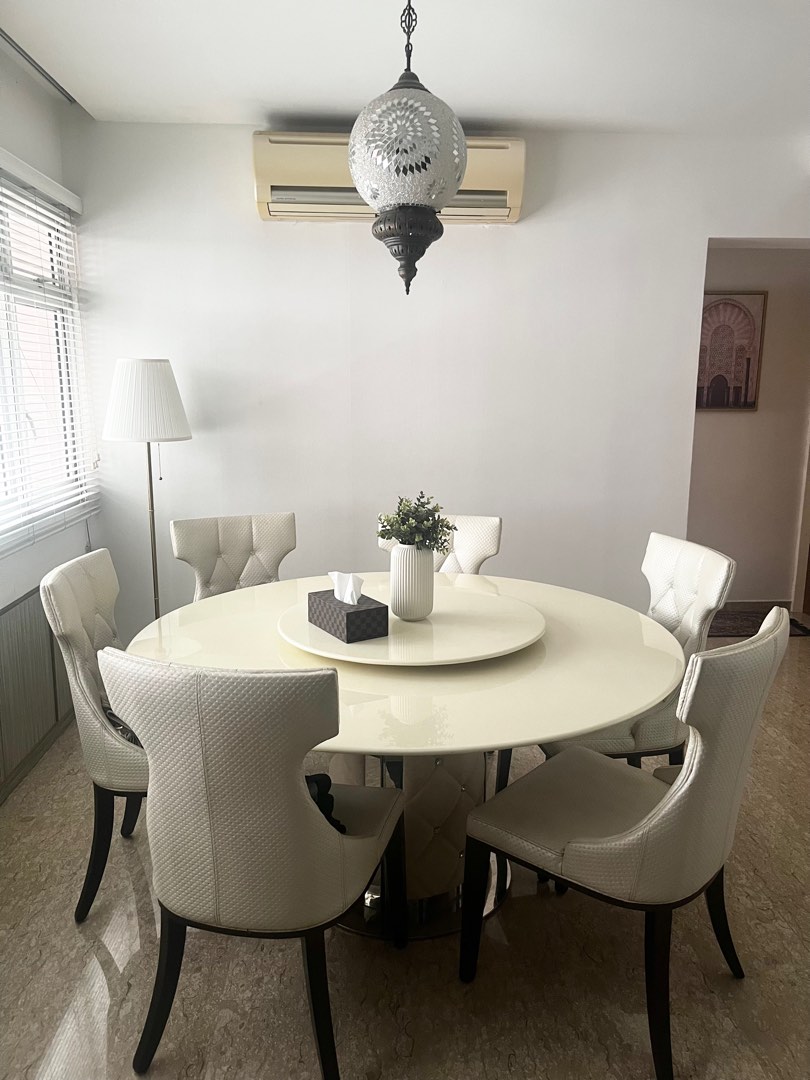 Heavy Marble Table Of 6, Furniture & Home Living, Furniture, Tables