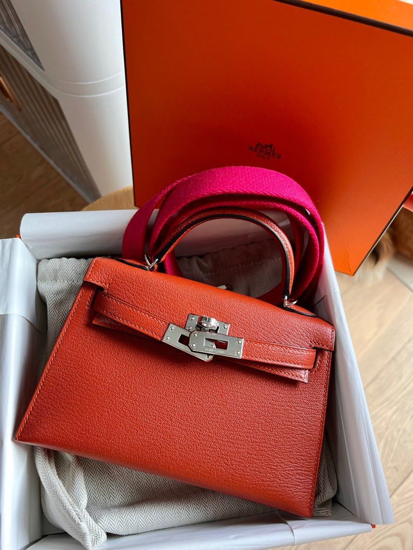 Hermes Mini Kelly II Bag ck18 Etoupe Chevre PHW