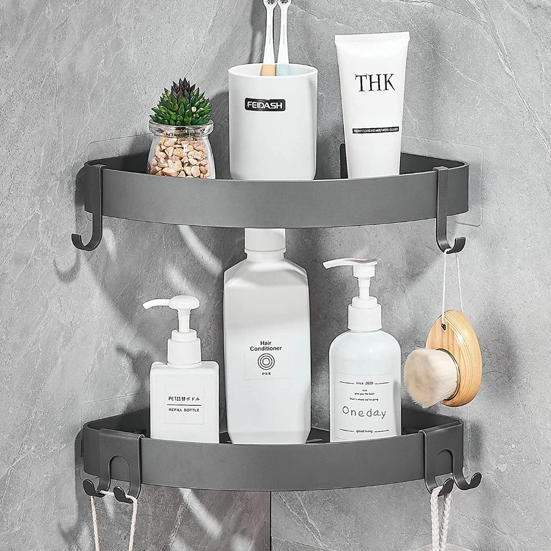 Bathroom Shelf Corner Basket Gold Shower Caddy for Shampoo Soap Hair Dryer  Holder Triangle Shelves Wall