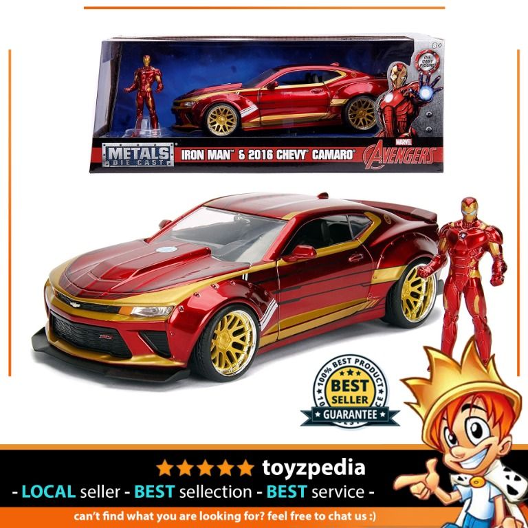 Jada Toys Marvel Iron Man and 2016 Chevy Camaro Die cast Car 1 24