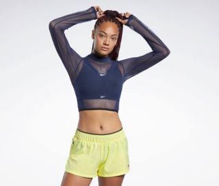 REEBOK LES MILLS DARK BLUE MESH CROP ORI 💯