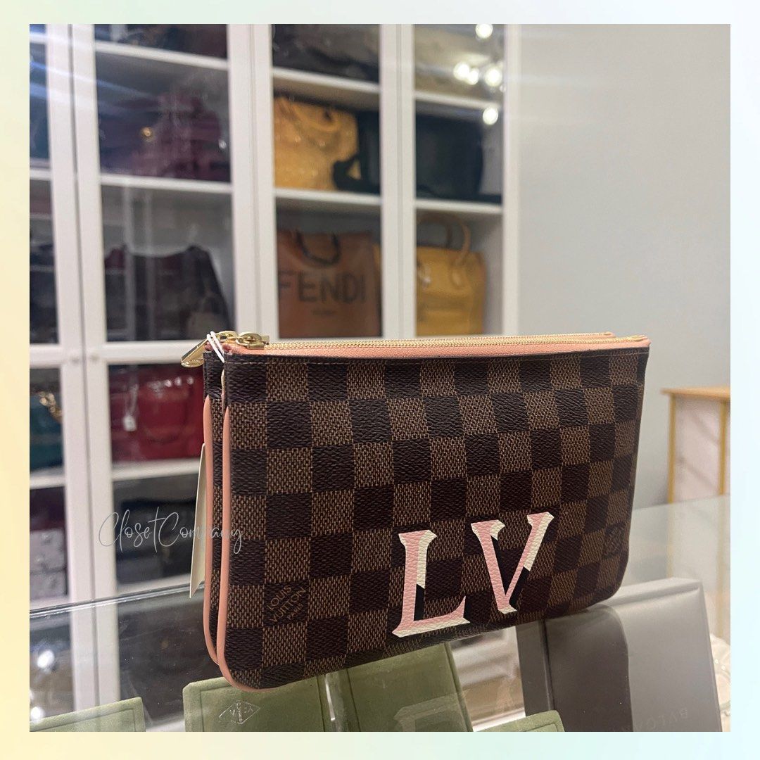 Used Louis Vuitton Damier Ebene Double Zip Pochette