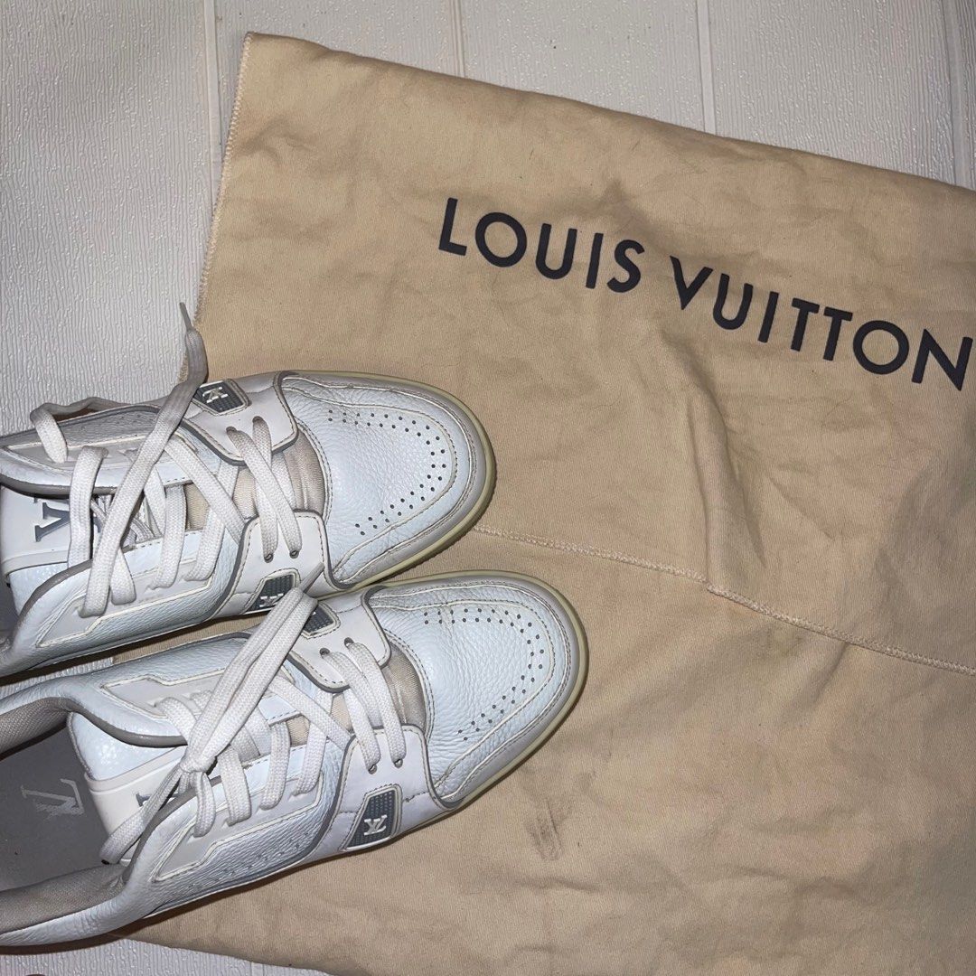 LOUIS VUITTON Line Sneakers Shoes 7 White Authentic Men Used from Japan