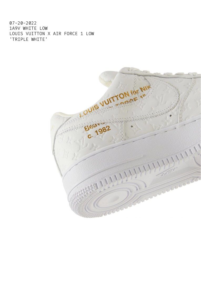 Buy Louis Vuitton x Air Force 1 Low 'Triple White' - 1A9V WHITE LOW