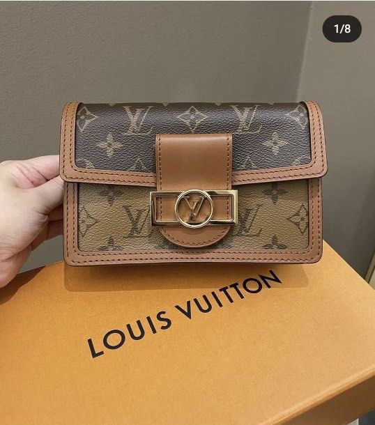 Louis Vuitton Monogram Dauphine Chain Wallet, Brown, Large