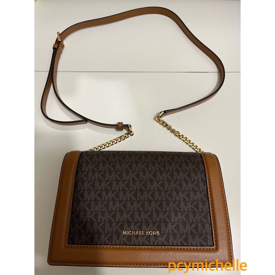Michael Kors Jet Set Chain Large Mk Signature PVC Flap Crossbody Messenger Bag Carousell