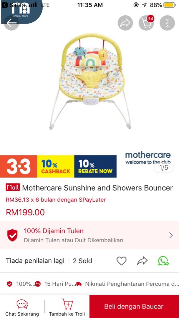 Mothercare rainbow bouncer sales