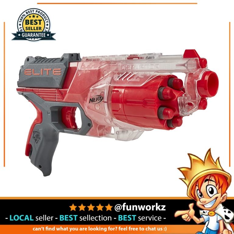 NERF Elite Disrupter Blaster 6 Dart Rotating Drum 6 Official