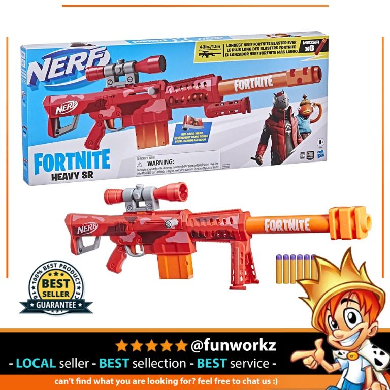 heavy sr nerf gun  Nerf Fortnite Heavy SR Blaster, Longest Nerf