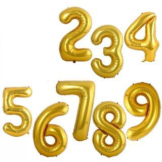 (NEW) Gold and Silver Number Foil Balloons 32 Inch