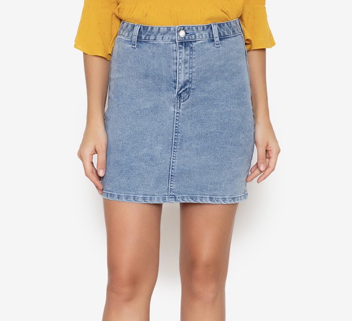 *NEW* ZALORA BASICS Classic washed denim high rise mini skirt (from Php739), Women's Fashion