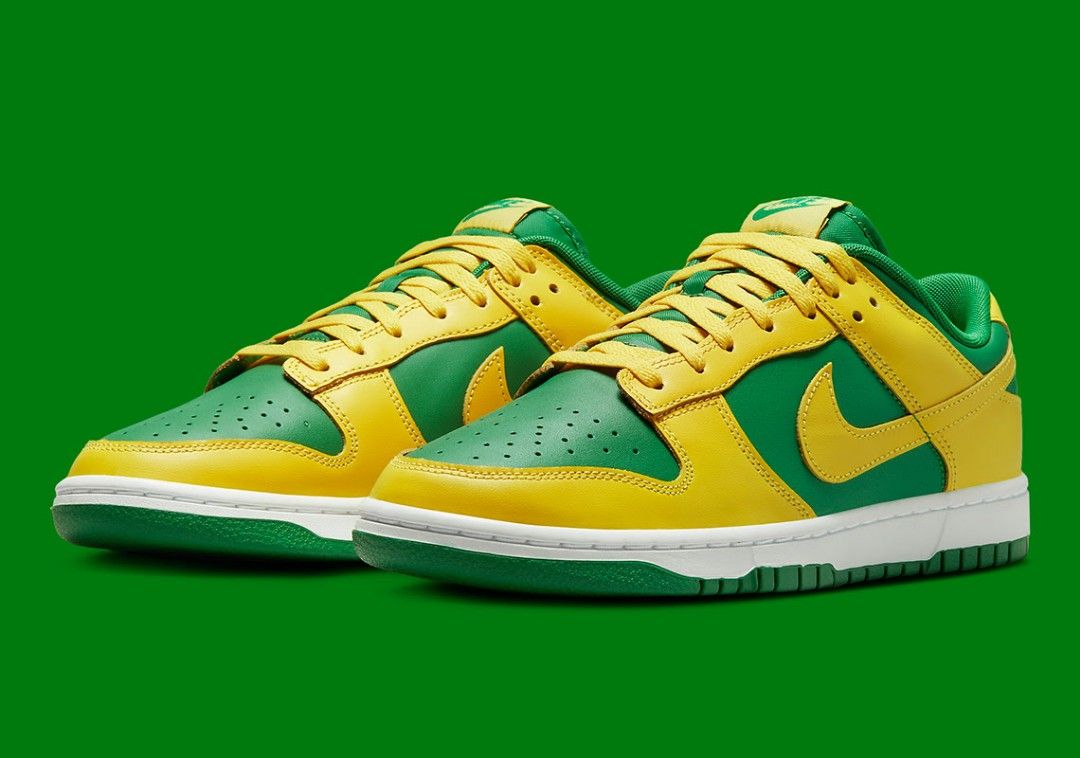 Nike Dunk Low Reverse Brazil Retro Sneakers Green Yellow White Shoes Size 10.5 Brand New w Box Papers Inserts Bag Men s Fashion Footwear Sneakers on Carousell