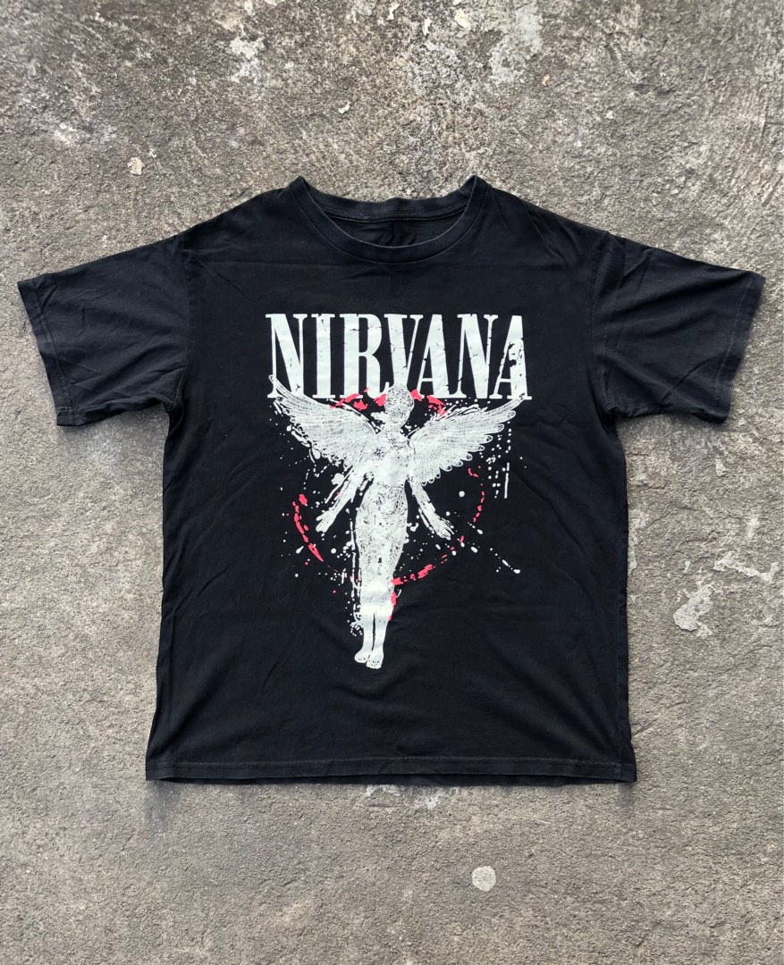 Official Licensed Rock T-shirt Nirvana In Utero Angelic Logo T-Shirt - Official Licensed Band Tee, Men's Black XL Nirvana In Utero Angelic Logo Tee - Foto 12