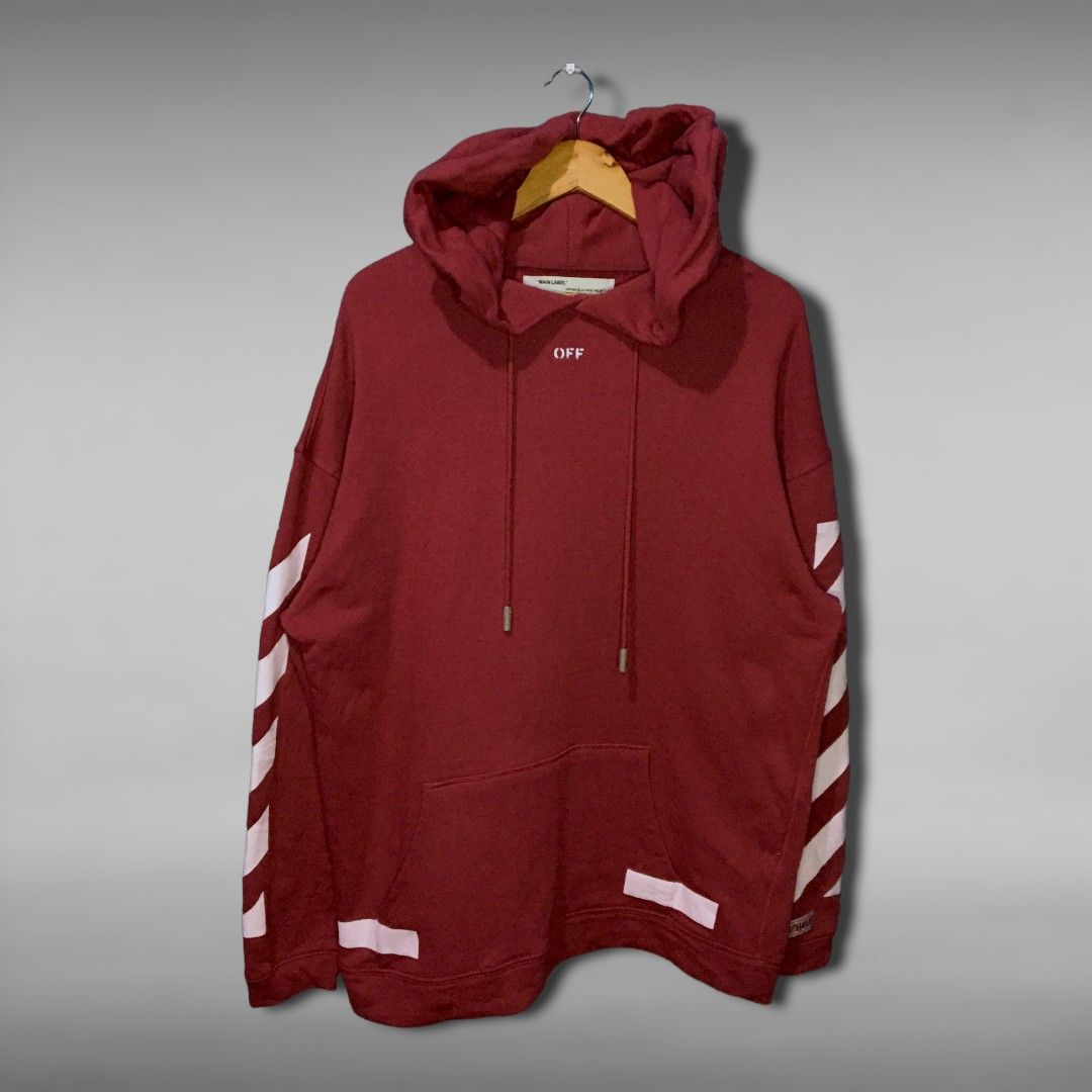 Off White Diagonal Stripe Hoodie Men s Fashion Coats Jackets