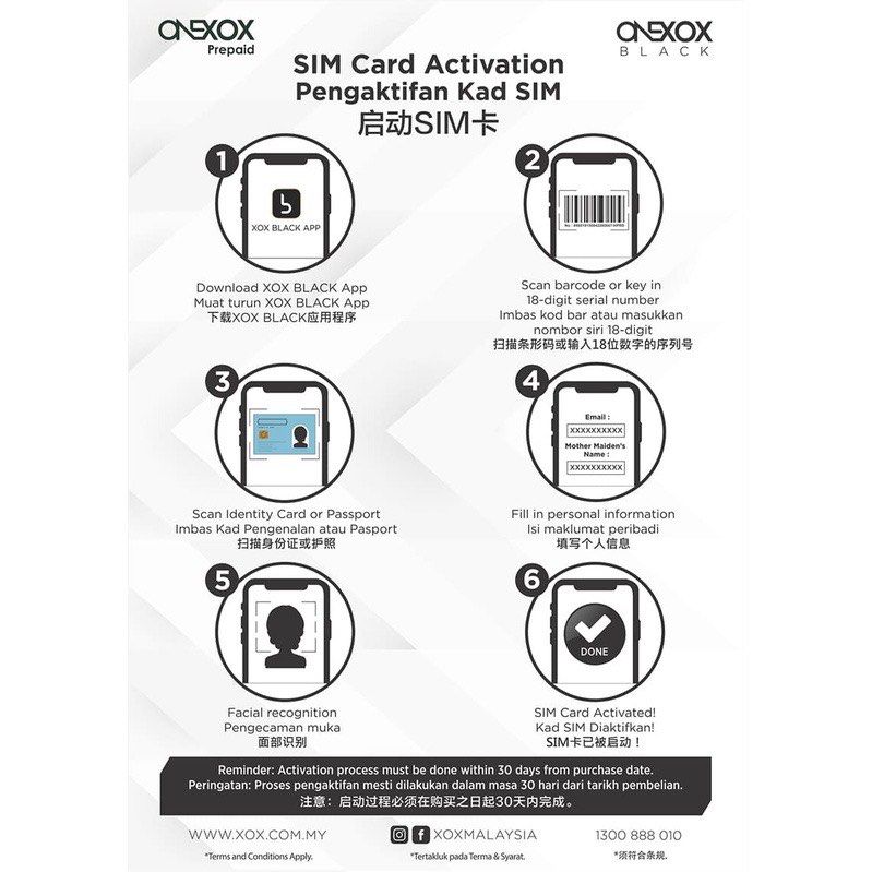 OneXOX Malaysia Sim card E Sim 4G 36months Validity Mobile Phones onexox-malaysia-sim-card-e-sim-4g-36months-validity-mobile-phones