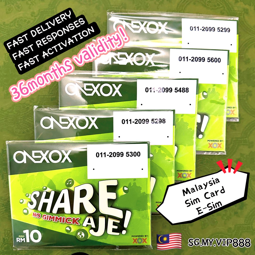 OneXOX Malaysia Simcard ESim 4G 36months validity, Mobile Phones