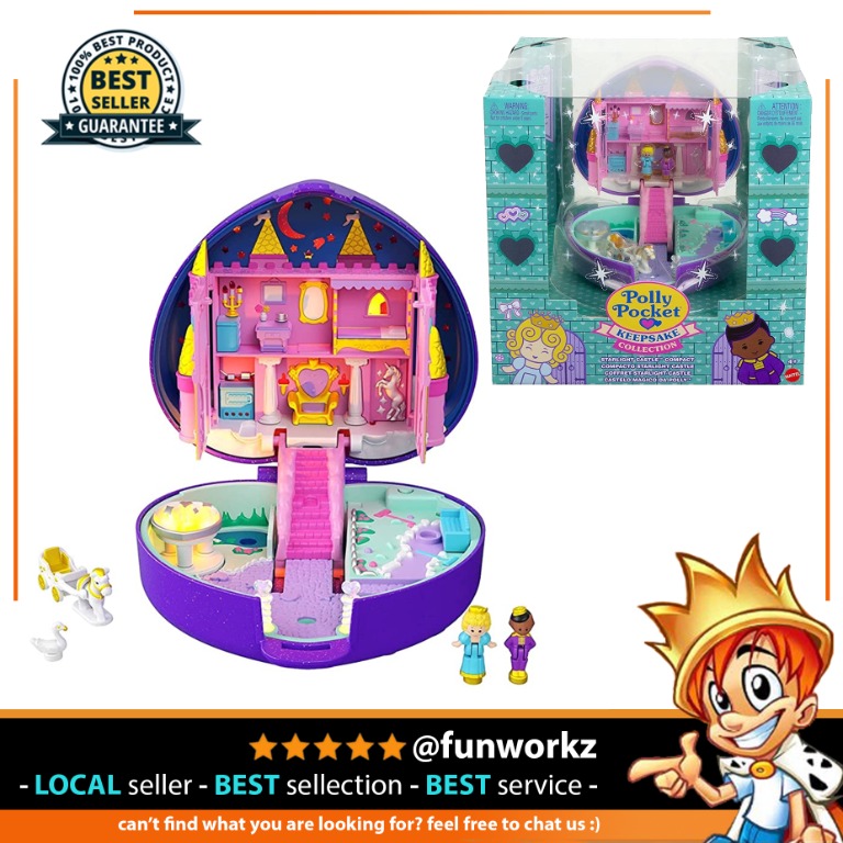 Polly Pocket Keepsake Collection Starlight Castle Compact, Enchanted Castle  Theme, Special Box, Polly & Prince dolls, Carriage, Swan & Unicorn