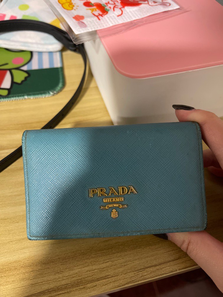 Prada light blue card holder, Women's Fashion, Bags & Wallets, Wallets