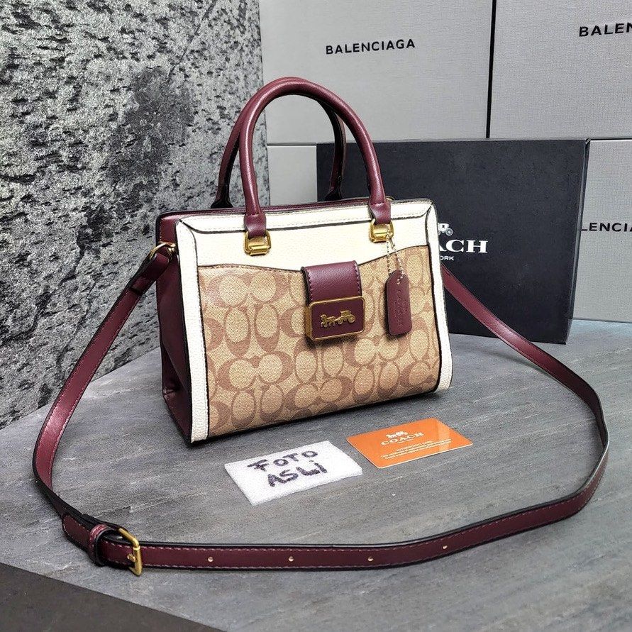 Preloved coa grace top handle tote original authentic fo malaysia