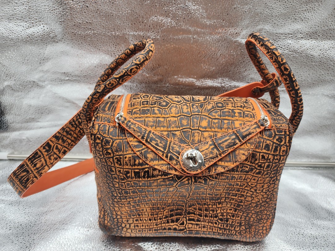 Brahmin Pecan Brown Crocodile Croc Embossed Leather Purse Handbag Dome Top  | eBay