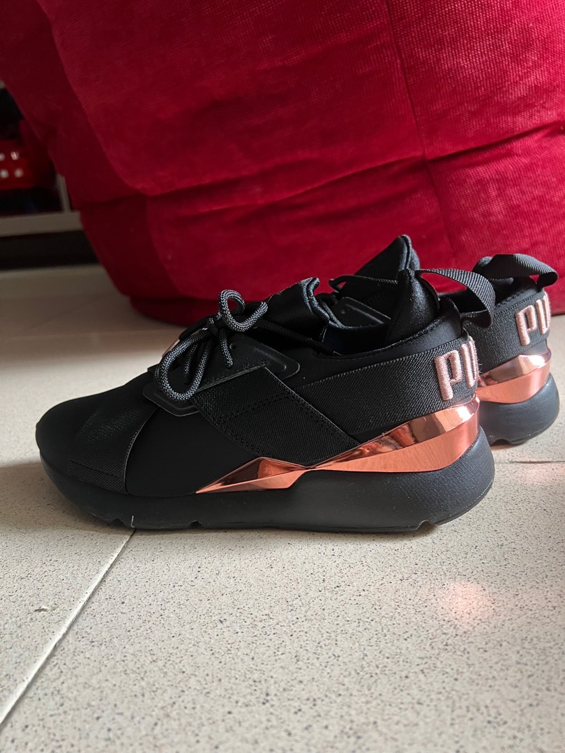 Puma rose gold black shoes new arrivals
