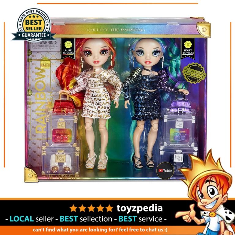 Rainbow High Special Edition Twin (2-Pack) Laurel & Holly De'Vious Fashion  Dolls, Multicolor Designer Metallic Outfits, Gift for Kids and Collectors,  Toys for Kids Ages 6 7 8+ to 12 Years Old