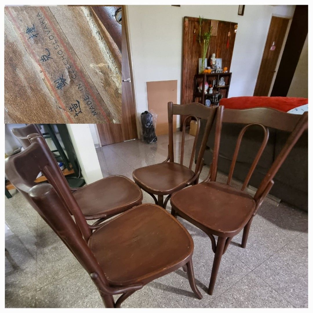 Rare Antique Wooden Chairs (Set of 4), Furniture & Home Living