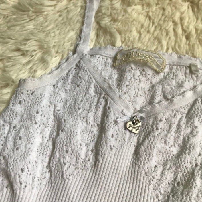 Rare Guess White Top | y2k, coquette (Category: Sleeveless) located in Pasig City. Submitted by hazeltrees (Listing ID 1218247157, Image 1). Description: xxs-xs Absolutely love this! But I need funds..