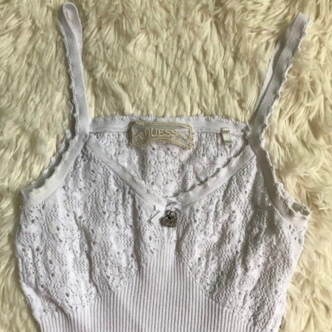 Rare Guess White Top | y2k, coquette (Category: Sleeveless) located in Pasig City. Submitted by hazeltrees (Listing ID 1218247157, Image 3). Description: xxs-xs Absolutely love this! But I need funds..