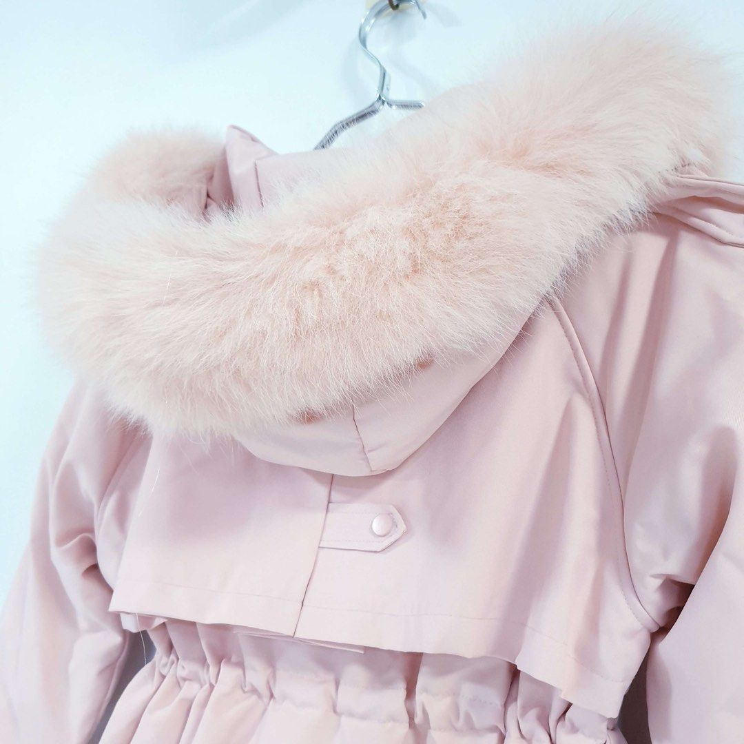 REAL FUR Winter Coat Down Jacket pink long parka Women s Fashion
