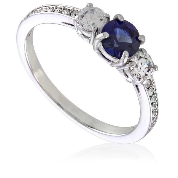 Swarovski Rhodium Plated Blue Attract Trilogy Round Ring Women s