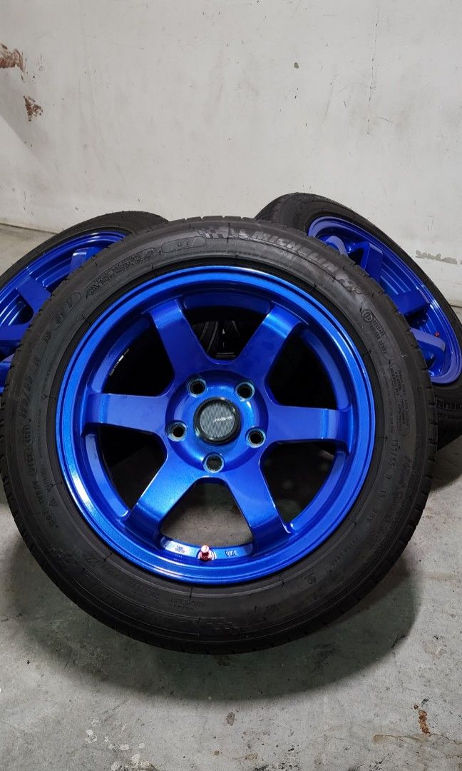 TE37 15" 5x114.3 Rims With PS 3 195/55/15 suzuki swift sport zc31s, Car