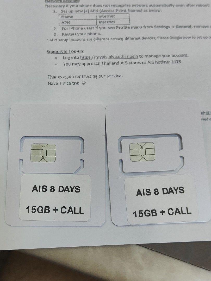 2 for $15. Thailand AIS 8 Days 15gb Sim card, Mobile Phones & Gadgets ...